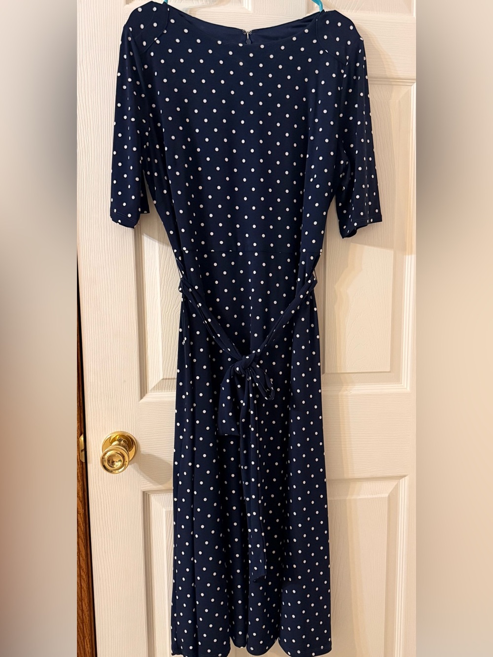 Anne Klein Navy and White Polka Dot Dress